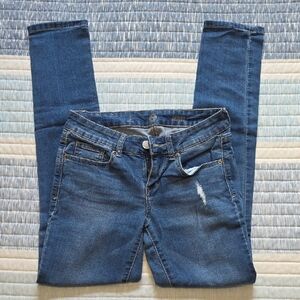 SO Women's Dark Blue Skinny Jeans with Light Distress